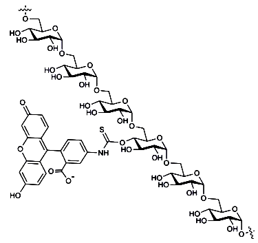 FITC標(biāo)記葡聚糖分子結(jié)構(gòu)示意圖 FITC標(biāo)記葡聚糖分子結(jié)構(gòu)示意圖