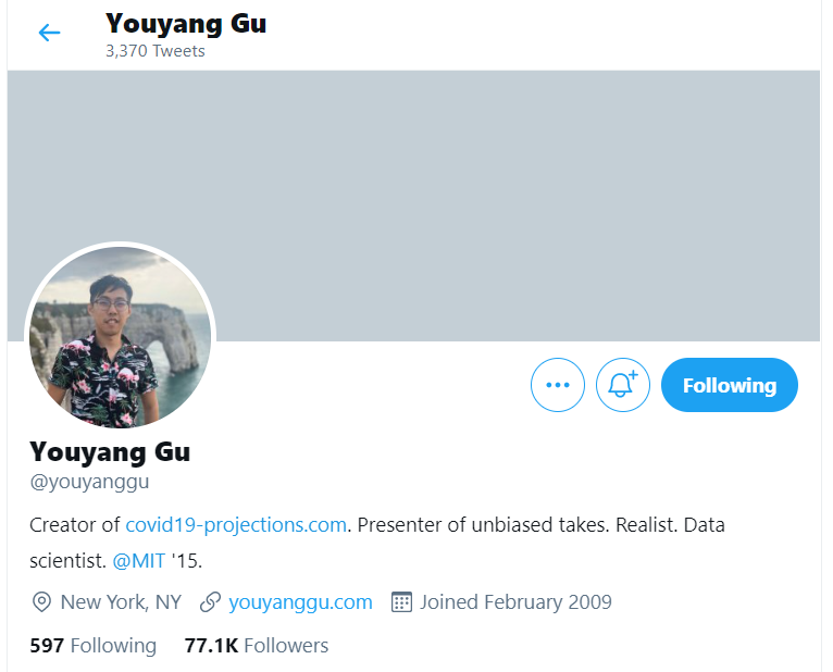 美國的數據科學家Youyang Gu將群體免疫路徑改為回復正常路徑