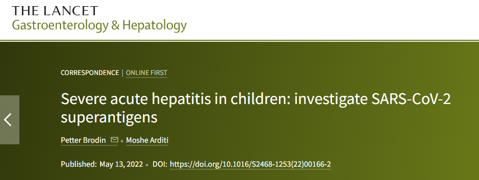 多例不明病因兒童肝炎與新冠病毒導致的超級抗原有關