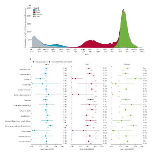 美國(guó)不同新冠變體出現(xiàn)前后的神經(jīng)和精神疾病風(fēng)險(xiǎn)